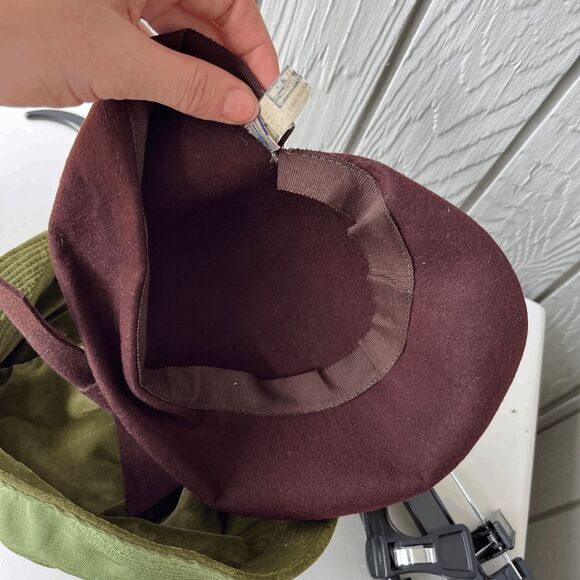 VTG 1950s Brown Wool Felt Cocktail Hat w/ Bow – Union Made USA Mid-Century - Picture 11 of 12